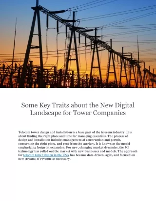 Some Key Traits about the New Digital Landscape for Tower Companies
