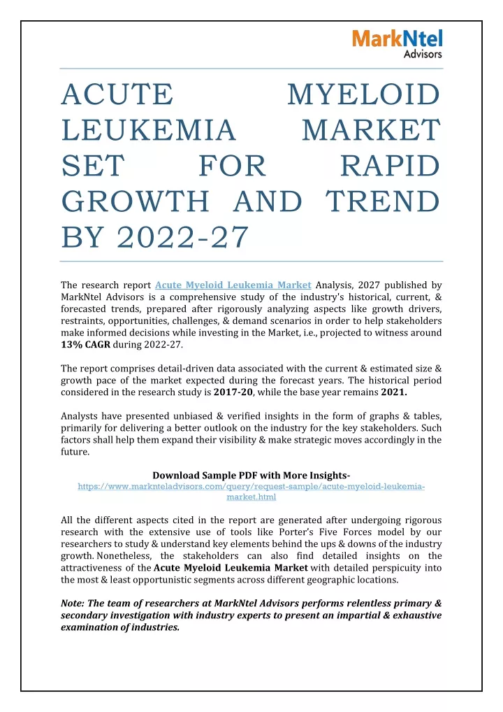 acute leukemia set growth and trend by 2022 27