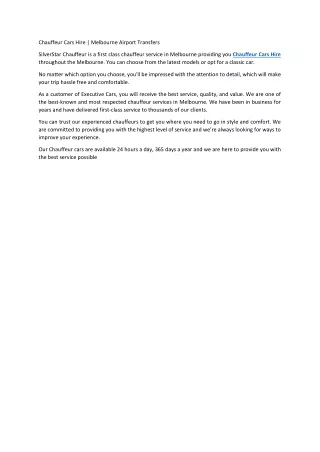 Chauffeur Cars Hire
