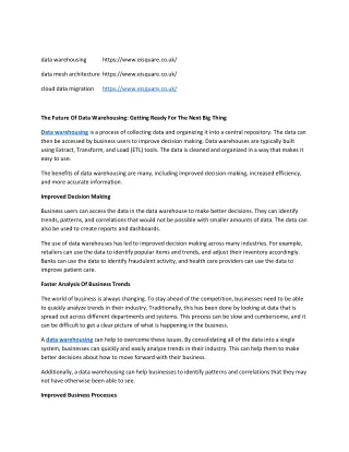 data warehousing