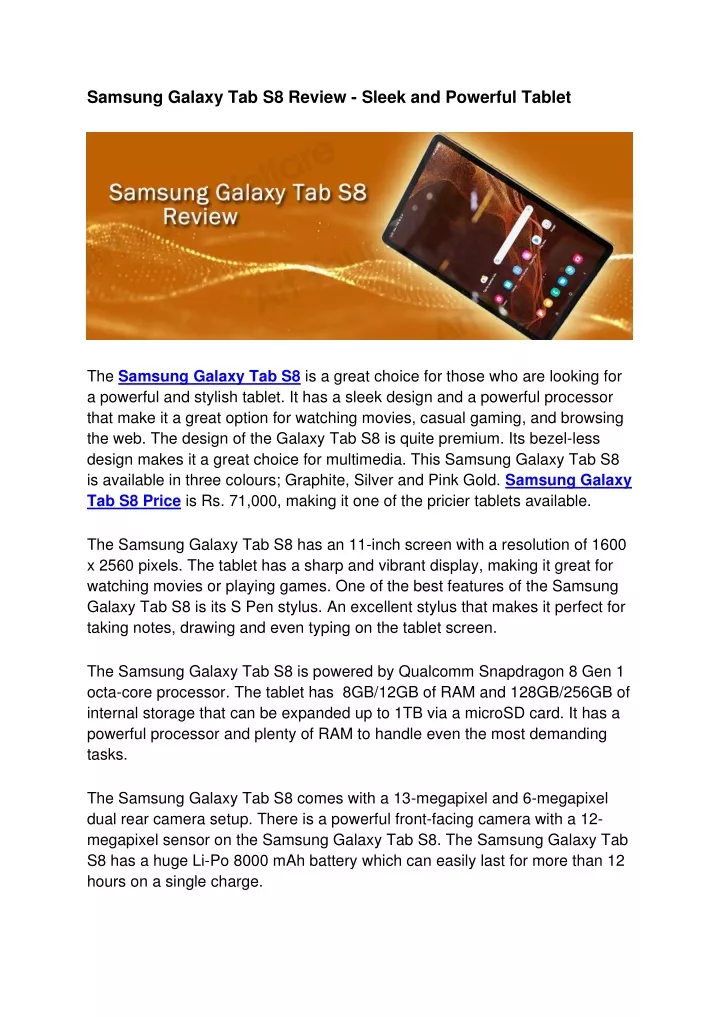 Samsung Galaxy Tab S8 Review: Sleek and powerful