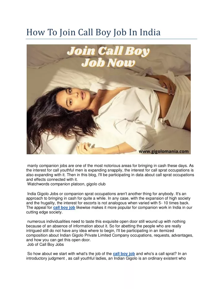 how to join call boy job in india