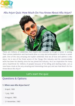 How Much Do You Know About Allu Arjun