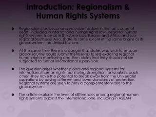 introduction regionalism human rights systems