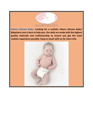 Reborn Silicone Baby  Babyclons.com