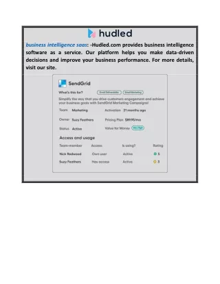 business intelligence saas hudled com provides