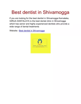 Best dentist in Shivamogga