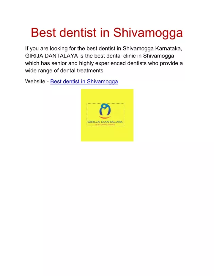 best dentist in shivamogga