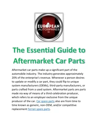The Essential Guide to Aftermarket Car Parts