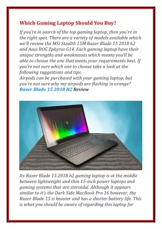 Which Gaming Laptop Should You Buy