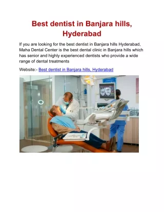 Best dentist in Banjara hills, Hyderabad