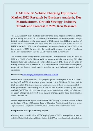 uae electric vehicle charging equipment market