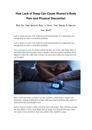how lack of sleep can cause women s body