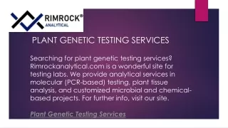 Plant Genetic Testing Services  Rimrockanalytical.com