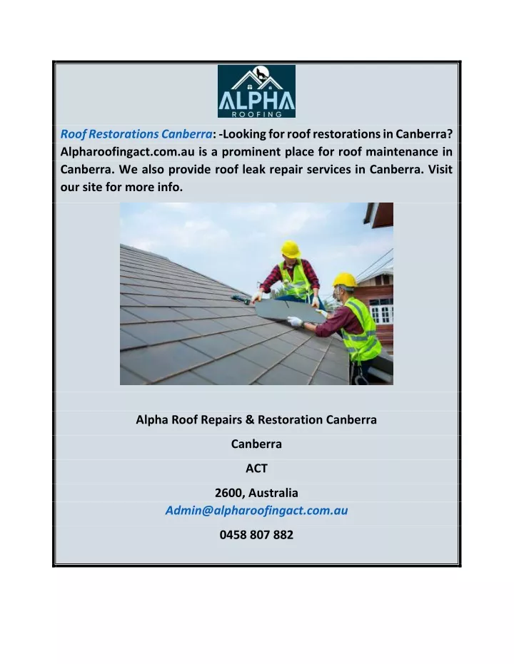 roof restorations canberra looking for roof