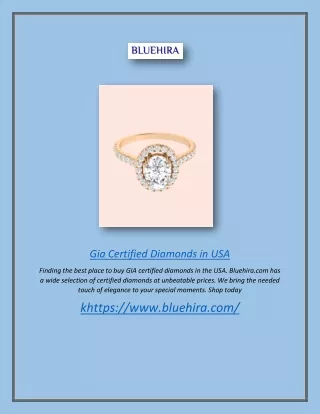 Gia Certified Diamonds In Usa | Bluehira.com