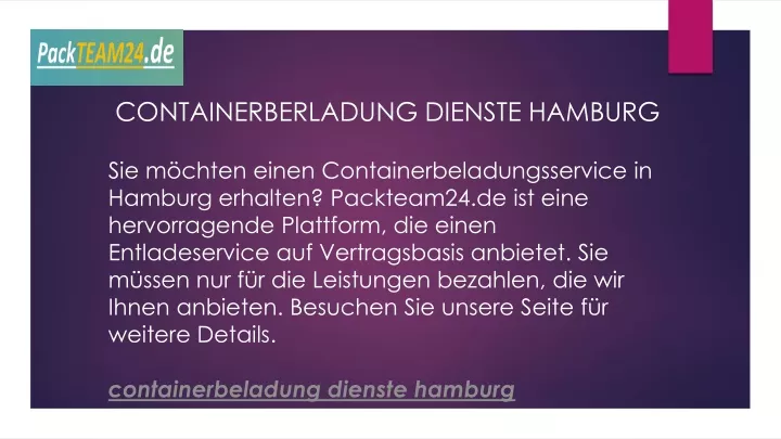 containerberladung dienste hamburg