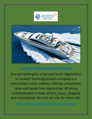 Low Cost Yacht Registration Turkey | Yachtregistration.company