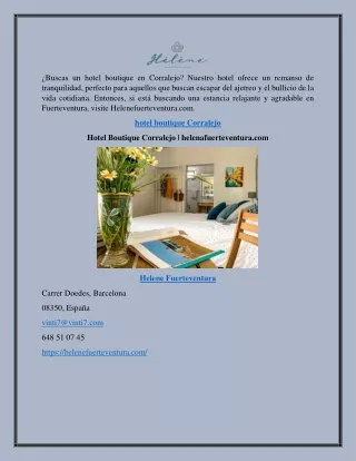 Hotel Boutique Corralejo | helenafuerteventura.com