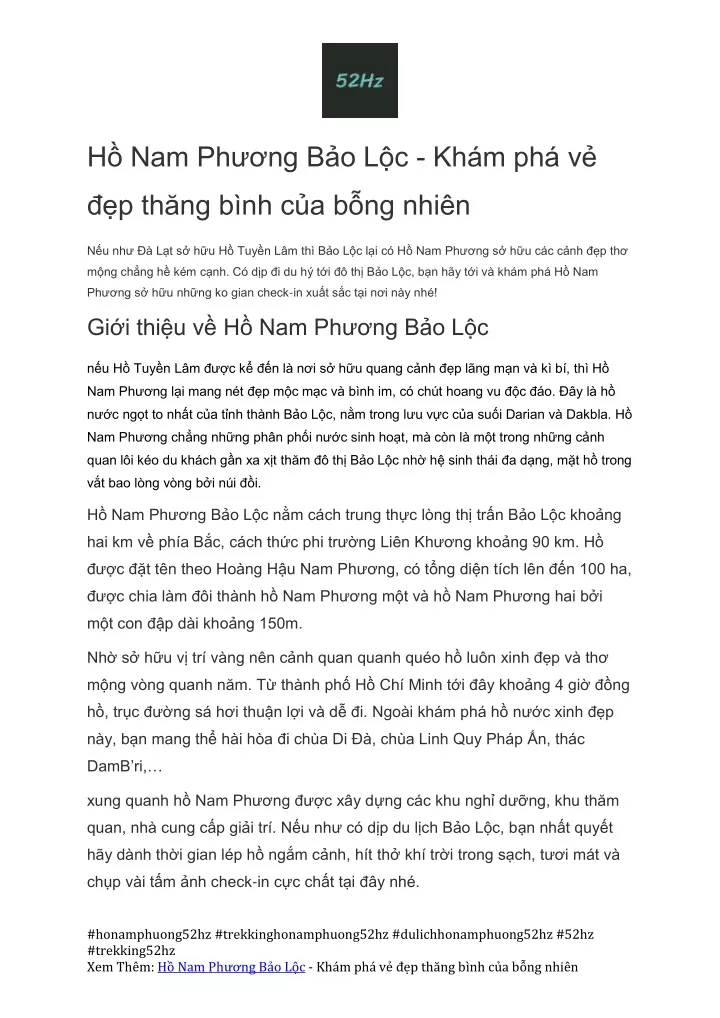 PPT - Kinh Nghiem Du Lich Ho Nam Phuong Bao Loc 52hz PowerPoint ...