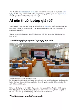 Dịch vụ thuê laptop ở Nam Từ Liêm Giá Tốt Nhất