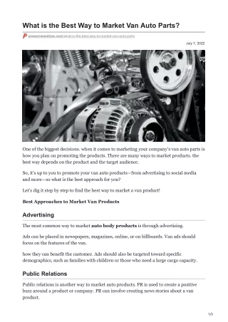 what is the best way to market van auto parts