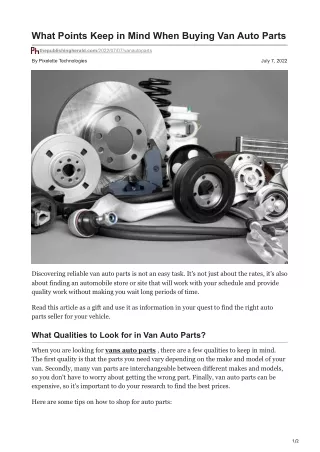 what points keep in mind when buying van auto