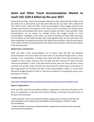 hotel and other travel accommodation market