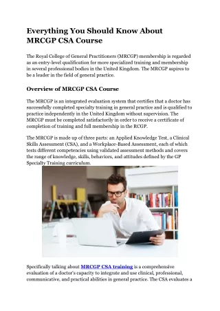 Everything You Should Know About MRCGP CSA Course