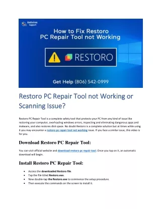 How to Fix Restoro PC Repair Tool not Working and Scanning Issue on Windows