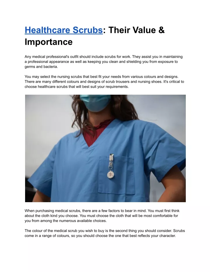 healthcare scrubs their value importance