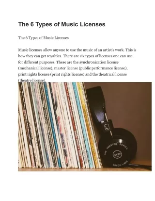 the 6 types of music licenses