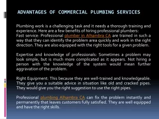Advantages of commercial plumbing services