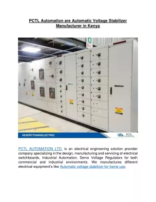 PCTL Automation are Automatic Voltage Stabilizer Manufacturer in Kenya