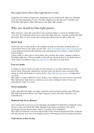Blue Light Glasses Men | Blue Light Blocker | Livho
