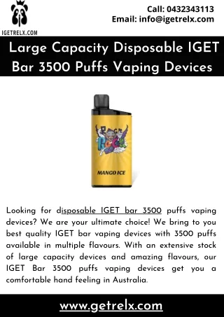 Large Capacity Disposable IGET Bar 3500 Puffs Vaping Devices