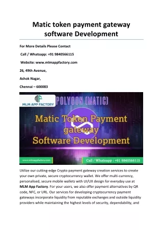 matic token payment gateway software development