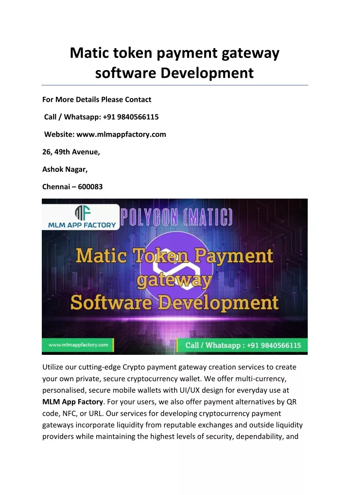 matic token payment gateway software development