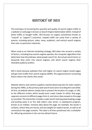 HISTORY OF SEO