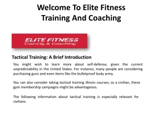 Tactical Training, A Brief Introduction