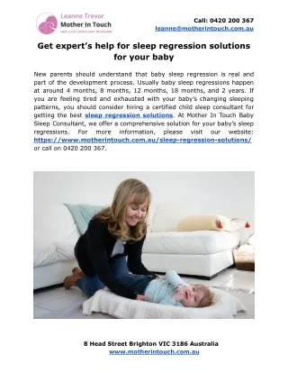 Get expert’s help for sleep regression solutions for your baby