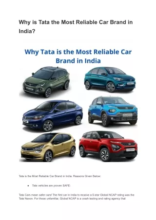 why is tata the most reliable car brand in india
