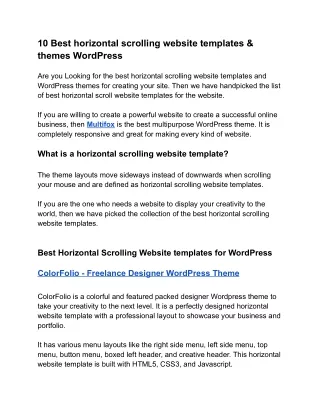 10 Best horizontal scrolling website templates & themes WordPress