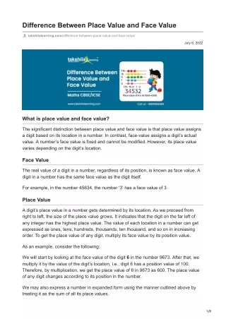 difference between place value and face value