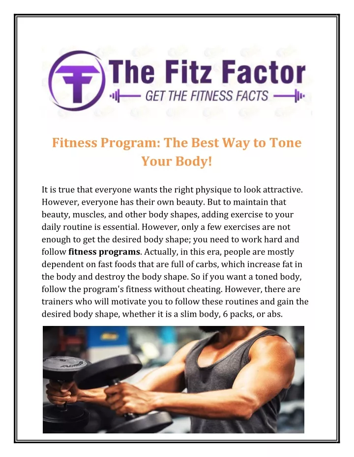 fitness program the best way to tone your body