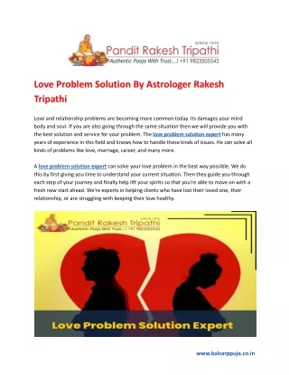 Love Problem Solution By Astrologer Rakesh Tripathi