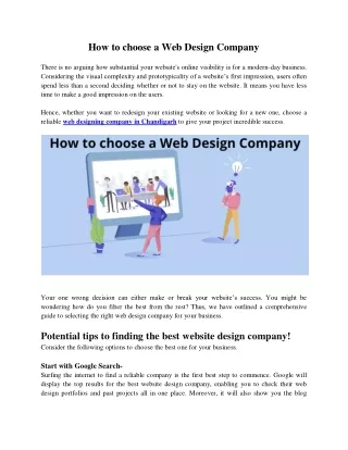 how to choose a web design company