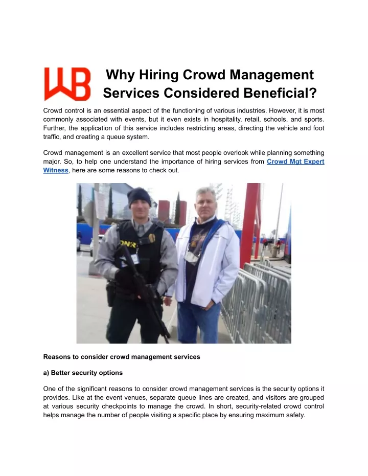 why hiring crowd management services considered