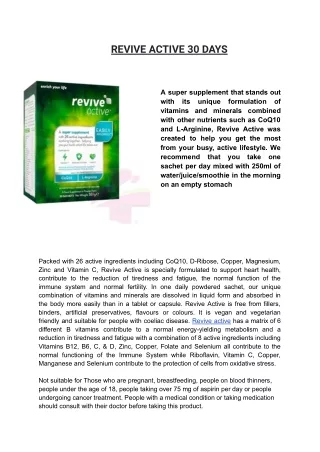 Revive Active Supplements in Nigeria