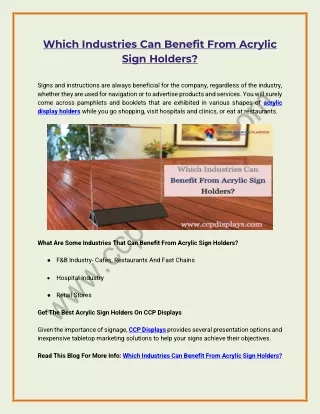 which industries can benefit from acrylic sign